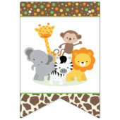 Cute Safari Jungle Animals Birthday bunting banner (Eerste vlag)