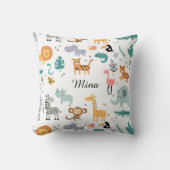 Cute Safari Jungle Animals Personalized Baby Name Kussen (Voorkant)