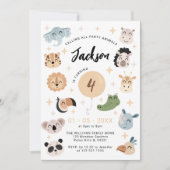 Cute Safari Jungle animaux anniversaire invitation (Devant)