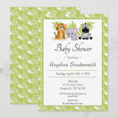 Cute Safari Jungle Animaux Baby shower Invitation (Devant / Derrière)