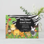 Cute Safari Jungle Animaux Baby Shower Invitations (Debout devant)