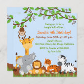 Cute Safari Jungle Anniversaire Invitations (Devant / Derrière)
