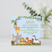 Cute Safari Jungle Anniversaire Invitations (Debout devant)