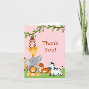 Cute Safari Jungle Baby Animaux Cartes de remercie