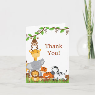 Cute Safari Jungle Baby Animaux Cartes de remercie