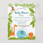 Cute Safari Jungle Baby shower animal Invitation (Devant)
