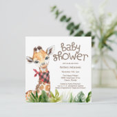 Cute Safari Jungle Giraffe Baby shower Invitation (Debout devant)