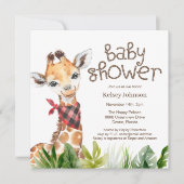 Cute Safari Jungle Giraffe Baby shower Invitation (Devant)