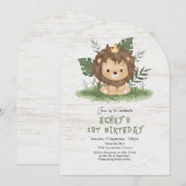 Cute Safari Lion anniversaire de enfant invitation (Devant / Derrière)