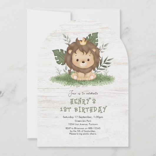 Cute Safari Lion anniversaire de enfant invitation (Devant)