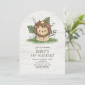 Cute Safari Lion anniversaire de enfant invitation (Debout devant)