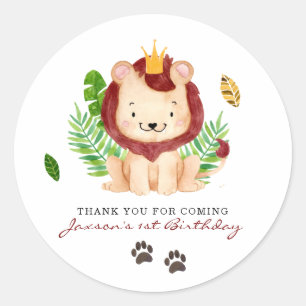 Cute Safari Little Lion Prince Oerwoud Bedankt Ronde Sticker