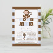 Cute Safari Monkey Boys Baby shower Invitation (Debout devant)