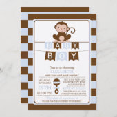 Cute Safari Monkey Boys Baby shower Invitation (Devant / Derrière)