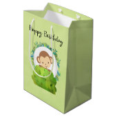Cute Safari Monkey Happy Birthday Medium Cadeauzakje (Achterkant Gekanteld)