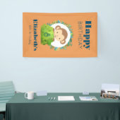 Cute Safari Monkey Happy Birthday Spandoek (Beurs)