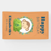 Cute Safari Monkey Happy Birthday Spandoek (Horizontaal)