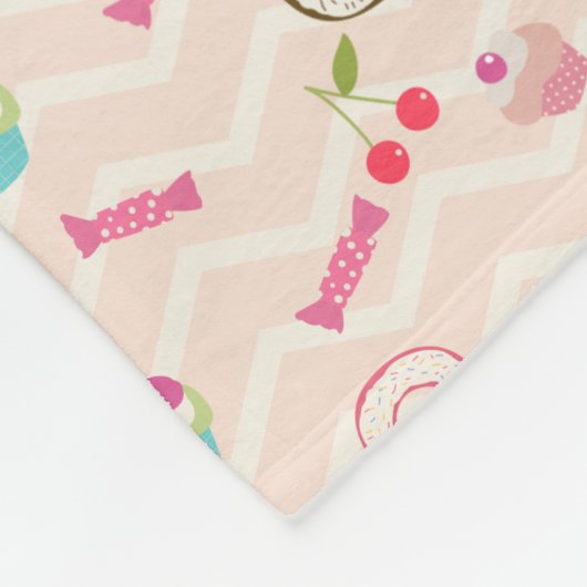 Cute Safari Monkey over Snoep Pattern Persoonlijk Fleece Deken (Hoek)