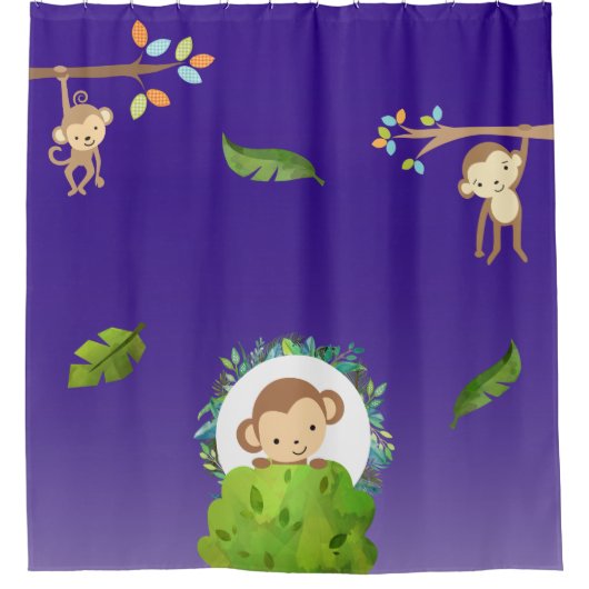 Cute Safari Monkeys Douchegordijn (Voorkant)