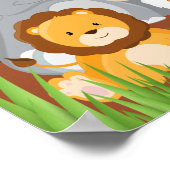 Cute Safari Oerwoud Animals Baby Boy Shower Poster (Hoek)