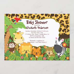 Cute Safari Oerwoud Animals Baby Shower Invitation Kaart