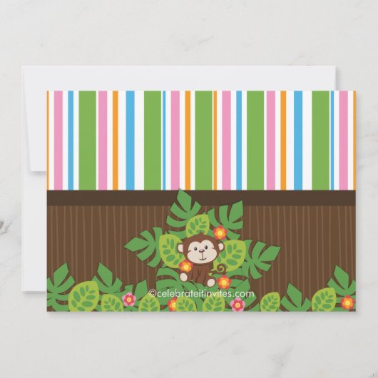 Cute Safari Oerwoud Animals Baby Shower Invitation Kaart (Achterkant)
