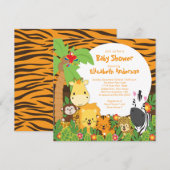 Cute Safari Oerwoud Animals Baby Shower Invitation Kaart (Voorkant / Achterkant)