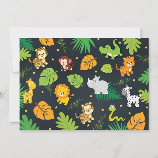 Cute Safari Oerwoud Animals Boy Baby shower Kaart (Achterkant)