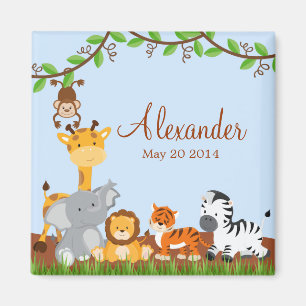 Cute Safari Oerwoud Animals Boy Magnet Magneet