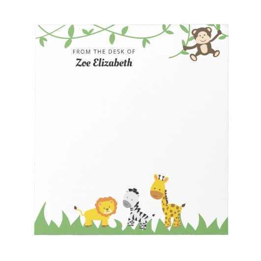 Cute Safari Oerwoud Animals van het bureau van de Notitieblok (Voorkant)
