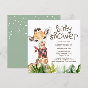 Cute Safari Oerwoud Giraffe Baby shower Kaart