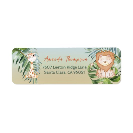 Cute Safari Oerwoud Little Animals Baby shower Etiket (Voorkant)