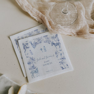 Cute Safari Toile de Jouy Blauwe baby shower Servet