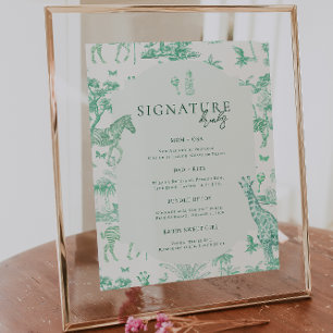 Cute Safari Toile de Jouy   Mint babyshower drankj Poster
