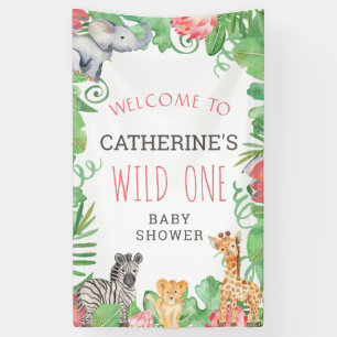 Cute Safari Wild One Baby shower Welkom Spandoek