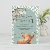 Cute Sage Green Farm Vache Sainte Invitation Anniv (Debout devant)