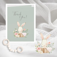 Cute Sage Green waterverf Bunny Baby shower