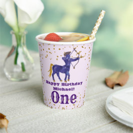 Cute Sagittarius First Birthday & Gold Confetti Papieren Bekers