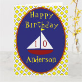 Cute Sailboat Age Specific large Birthday Kaart (Gele Bloem)