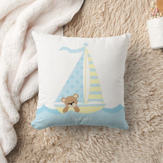 Cute Sailboat Beer Personalized Nursery Kussen (Deken)