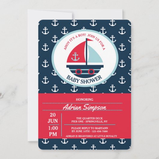 Cute Sailboat Invitation (Devant)