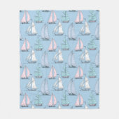 Cute Sailboat Pattern 1 2 Fleece Deken (Voorkant)