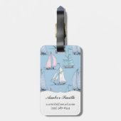 Cute Sailboat Pattern 1 Bagagelabel (Achterkant verticaal)