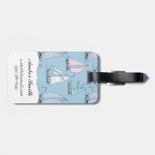 Cute Sailboat Pattern 1 Bagagelabel (Achterkant horizontaal)