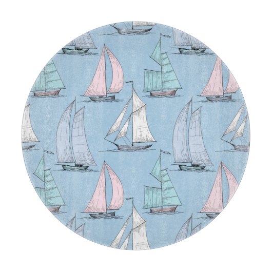 Cute Sailboat Pattern 1 Snijplank (Voorkant)
