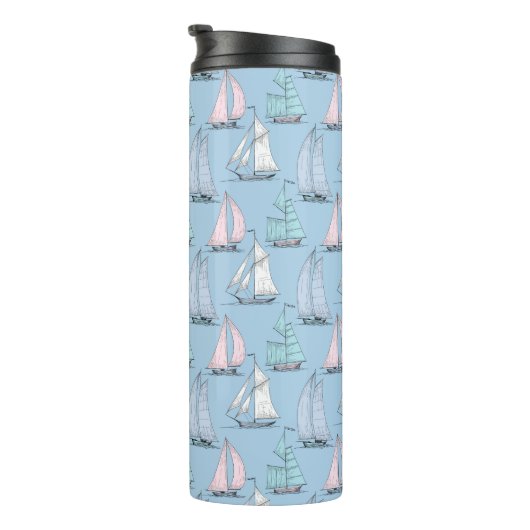 Cute Sailboat Pattern 1 Thermosbeker (Geroteerd rechts)