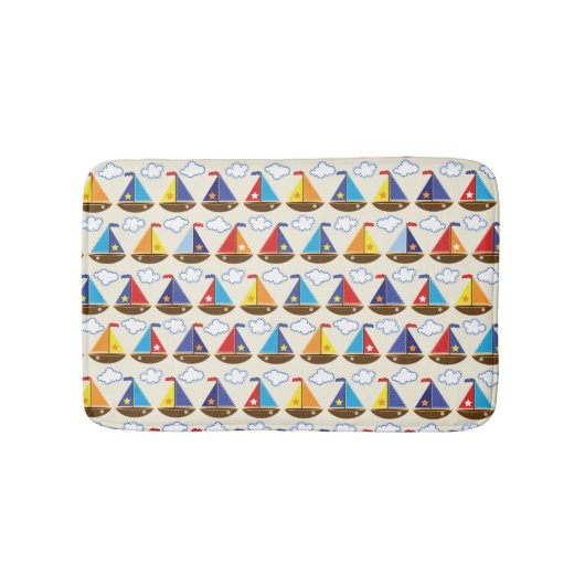 Cute Sailboat Pattern 2 Badmat (Voorkant)