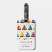 Cute Sailboat Pattern 2 Bagagelabel (Achterkant verticaal)