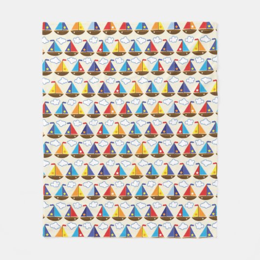 Cute Sailboat Pattern 2 Fleece Deken (Voorkant)