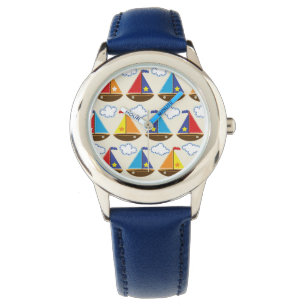 Cute Sailboat Pattern 2 Horloge